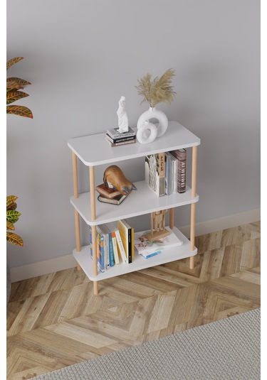 3 Raflı Kitaplık Ahşap Kitaplık Kitap Rafı Ayakkabılık -çam