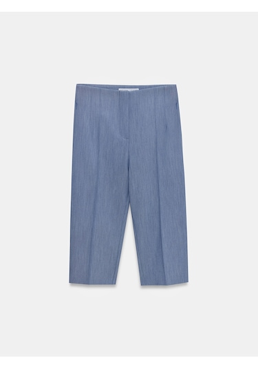 Dilvin 72649 Yırtmaçlı Kumaş Bermuda-indigo İndigo