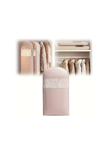 Hightower Pembe Katlanır Asılı Giyim Koruyucu Toz Geçirmez Gardırop Organizer Pembe