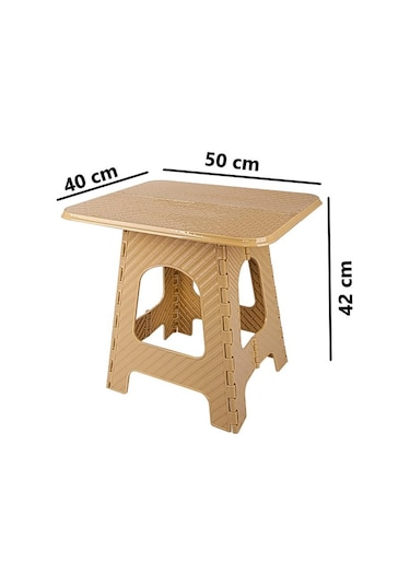 Omnipazar Srl-2007 Plastik Katlanır Sehpa Piknik Oyun Masası No 3 Bej