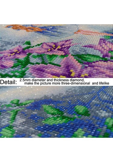 Hombey Tam Diamant Tasarım Kanvası - 30x20cm, Kristal Ve Özel Şekil Pırlanta, Dıy Yapım Seti Çerçeve Hariç