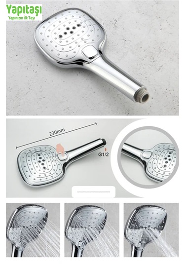 Yapıtaşı Yt262 Limon Banyo Tepe Robot Duş Seti 3fonksiyonlu Butonlu Krom