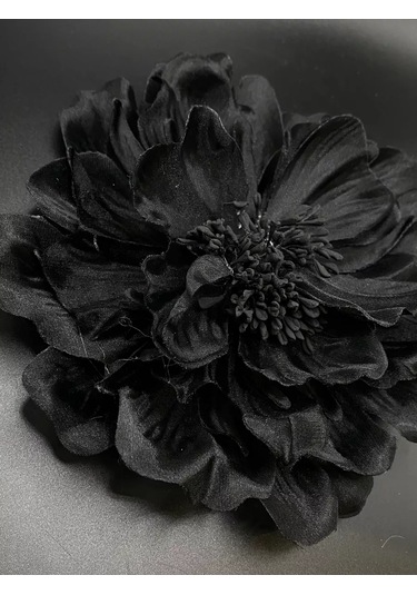 Amely Rid Kumaştan Büyük Çiçek Fiyonk Broş Tokalı 256858215 Siyah