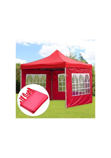 Suntek 1x Gazebos Çadır 3x2m Kamp Açık Gölgelik Mesh Yan Kırmızı