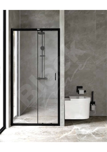 Blackline Siyah 1 Sabit 1 Çalışır Şeffaf Cam 5 Mm Temperli H: 1,90 Siyah