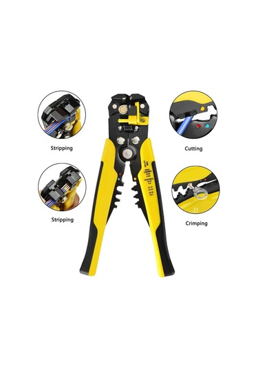 Monyee 8 İnç Elektrikçi Tırnak Açıcı - 24-10awg Tel Açma, İzole/izolsuz Terminal Presleme, Çok Fonksiyonlu Çelik Pense Sarı-siyah Sarı