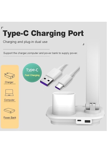 Cbtx Tb-87slı Pille Çalışan Katlanır Led Işık  Gece Lambası Kalem Tutuculu - Siyah