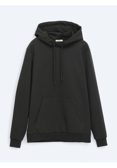 Kip Siyah Kapüşonlu Sweatshırt Siyah