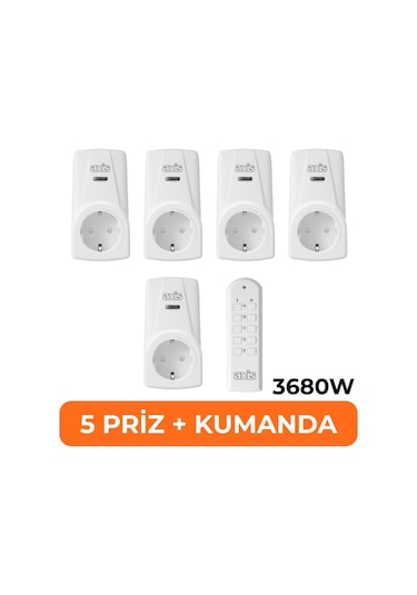 Axıs Beşli Uzaktan Kumandalı Priz Set 3680 W
