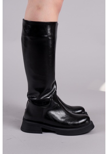 Valonya Düz Çizme Siyah-8558 Siyah