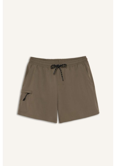 DeFactoFit Baskılı Esnek Dokulu Kısa Boy Sporcu Deniz Şortu C5138AX25HSKH474 Haki