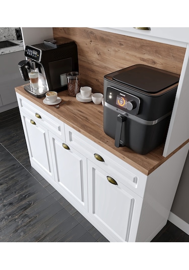 Gözde Kahve Köşesi - 140 Cm Mdf Mutfak Dolabı - Led Aydınlatmalı