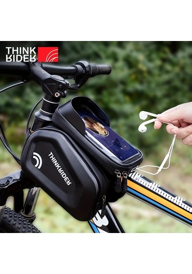 Willowhaven Thinkrider Su Geçirmez Bisiklet Çerçeve Çantası Siyah 7 İnç Telefonlar İçin Ahşap