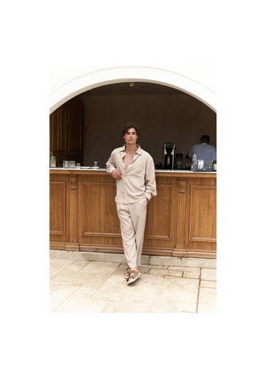 Mai Collection Mai Studios Co. Jonathan Erkek Bej Gömlek Pantolon Takım Bej