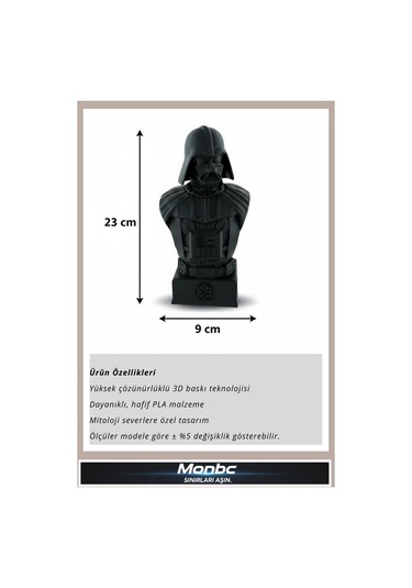 Monbc Darth Vader Büst Star Wars 3d Tasarım Dekoratif Biblo, Hediyelik Ve Ev Ofis İçin Şık Aksesuar