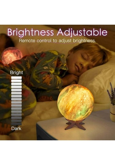 Vkemall 3d Ay Lamba, 5.9 İnç 16 Renkli Alev Işığı, Ev Dekorasyonu Odalar İçin, Çocuk/genç/yetişkin Hediyesi, Yıldızlı Gece Ambiyans Lambası Çok Renkli
