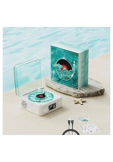 Waves Nostalji Plak Çalar Bluetooth Subwoofer 3d Ses Dalgası Retro Müzik Plak Çalar 1 Adet