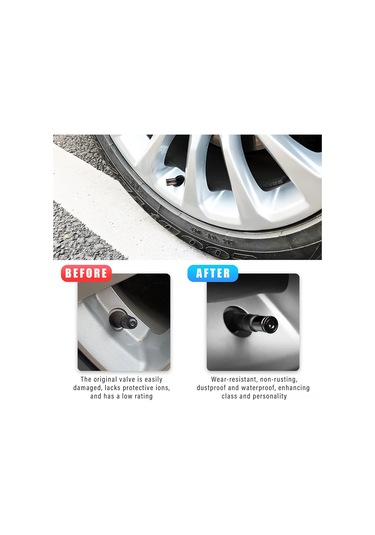 Ximistore9 Oto Ve Motosiklet Lastik Açma Korumalı Emme Valfi Kapağı, Paslanmaz Çelik, Toz Ve Sızıntı Engeli, 4'lü Siyah Set