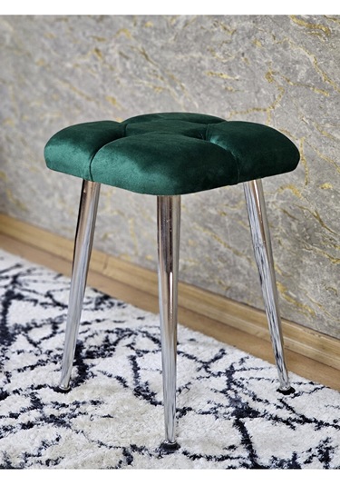 Kare Krom Kaplama Konik Ayaklı Tabure - Oturak - Bar Taburesi - A Çok Renki