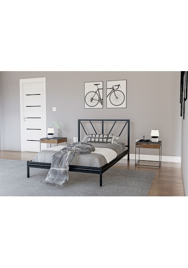 Metalia Gm 228 Gözde Siyah Dublex Tek Kişilik Karyola 90X190