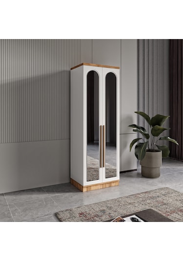 Flora 2 Kapaklı Aynalı Komple Mdf Gardırop - Elbise Dolabı