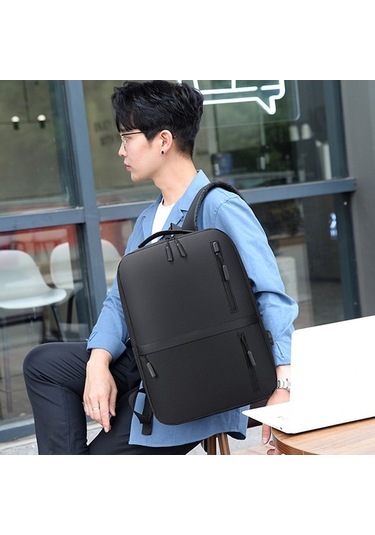 Createtech Yönetici Sırt Çantası - Profesyonel İş Dizüstü Çantası - Büyük Kapasite Siyah