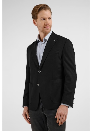 İmza Siyah Kırlangıç Yaka Düz Slim Fit 6 Drop Ceket 1002255159 Siyah