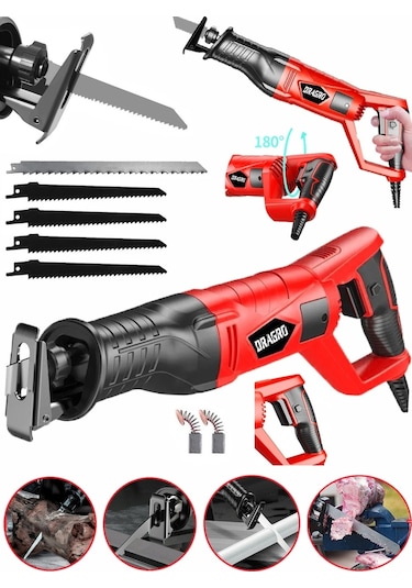 Dragro GRZ-tlk9000 Kırmızı 5 Uç 9000 Sjs 6 Kademe Devir Ayarli Bakir Sargili Beton Tuğla Kemik Kesme Tilki Kuyruğu