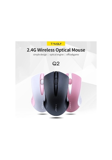 Pazly Lemestar T-wolf Q2 Ergonomik 3 Tuşlu 2.4g Fare 10m Menzil 1200dpi Window/mac Uyumlu Sakura Pembe
