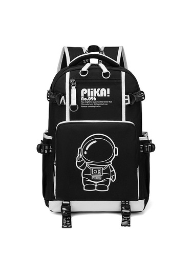 Yifomall Erkek Öğrenci Sırt Çantası 3-6.sınıf Ortaokul - Büyük Boy 635 Uzaylı Desenli Siyah Beyaz Dayanıklı Materyal Çok Renkli