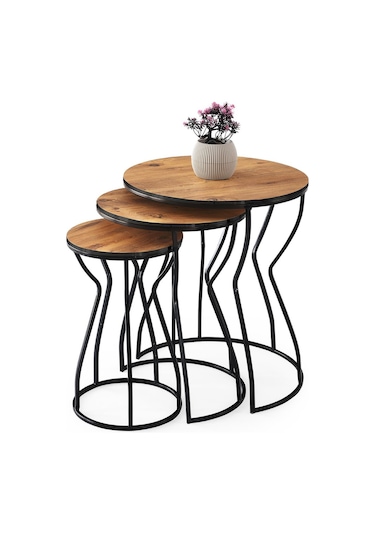 Lale 3'lü Yuvarlak Köşe Zigon Sehpa Mdf 001