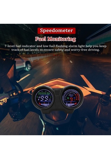 Pazly Led Motosiklet Hız Göstergesi Ve Kilometre Sayacı 13000rpm Model Lmk00057 Siyah
