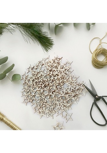 Xiyyadms Ahşap El Sanatı Yıldız Desenli Delikli Parçalar - 20mm 100 Adet Dıy Dekorasyon Aksesuarı