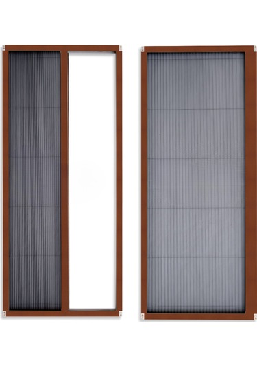 Akordeon Pileli Pilise Sineklik,kahverengi, 90x210 Cm, İstenilen Ölçüde