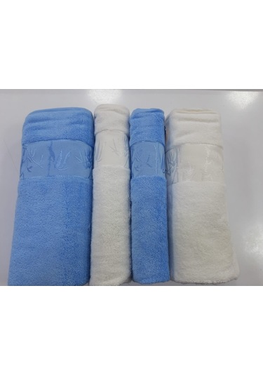 Romans Bambu 4Lü Banyo Havlu Takımı Bebek Mavisi/Beyaz