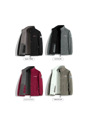 Sonbahar Ve Kış Sıcaklığı İçin Erkek Polar Ceket Kırmızı