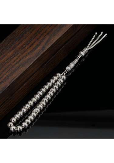 925 Ayar Gümüş Küre Kesim Nokta İşlemeli Tesbih N11.688