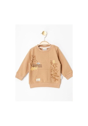 Erkek Çocuk Cep Detaylı Eşofman Takım-14228 Kahverengi