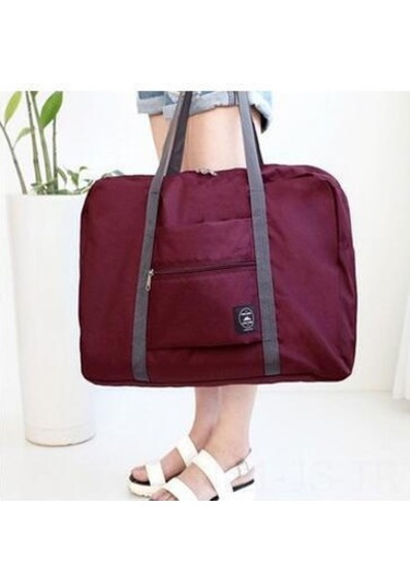 Jeemson Büyük Boy Bordo Çekilebilir Seyahat Çantası, Valiz Çubuğuna Takılabilir, Giyim Saklama, İki Nesil Yolculuk Çantası