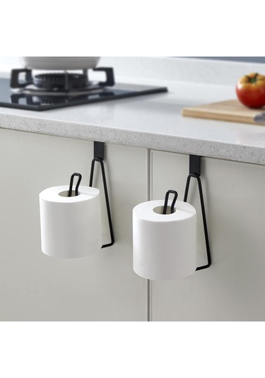 Banyo Depolama İçin Siyah Kağıt Havlu Rafı Siyah