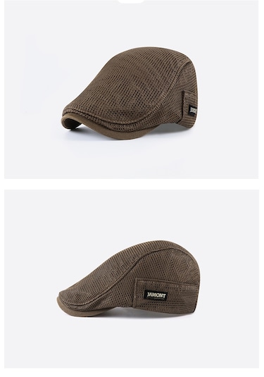 Hqgoodstore Yeni Rahat Basit Düz Renk Tam Örgü Nefes Alabilen İnce Erkek Sivri Şapka Kahverengi Kahve