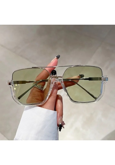 Rpxbguckarhg Vintage Büyük Boy Güneş Gözlüğü - Uv400 Kare Tonları, Moda Erkek Ve Kadınyellow51gri Gri