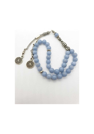 Sertifikalı Anjelit Melek Taşı 8 Mm Orijinal Doğal Taş Tesbih