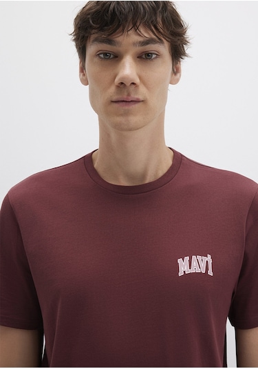 Mavi - Mavi Logo Baskılı Bordo Tişört 0611714-70396 Bordo
