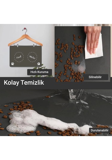 Matgo Pati Food Water Gri Evcil Hayvan Beslenme Matı Mama Paspası 50 x 70 CM