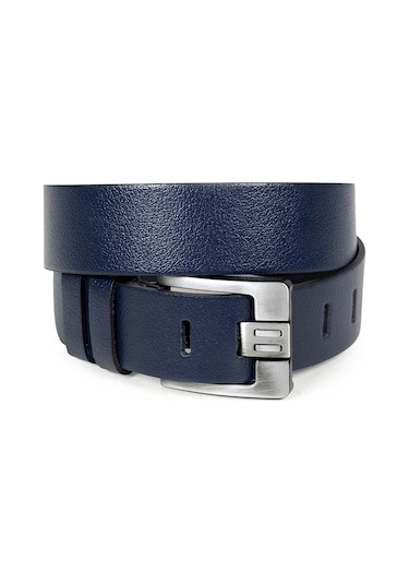 Deepsea Erkek Lacivert Özel Yapım %100 Hakiki Manda Derisi Kot Kemeri 4,5 Cm Kalın Dilli Orjinal Deri Kemer 1801312 Lacivert