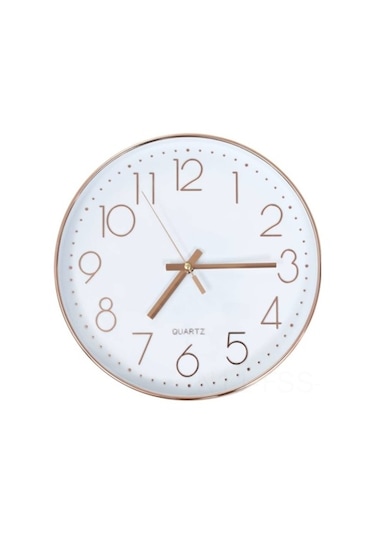 Hfambition Gül Altın Renkli 30 Cm Duvar Saati - Pp Yapısı İle Dayanıklı, Büyük Dial Ve Okunabilir Rakamlar Çok Renki