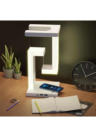 Süspansiyon Anti-yerçekimi Masa Gece Lambası Dokunmatik Masaüstü Led Işık, Cep Telefonu Kablosuz Şarj Fonksiyonu İle Çok Renkli