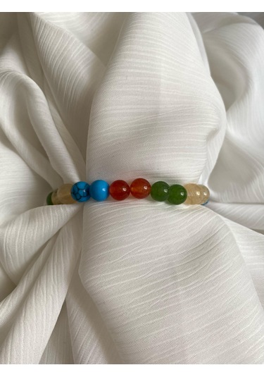 8mm İkizler Burcu Doğal Taş Bileklik Çok Renkli