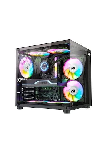 Orion Cube 3x Tuştan Değişen Rgb Fanlı M-atx Boş Bilgisayar Kasası Siyah